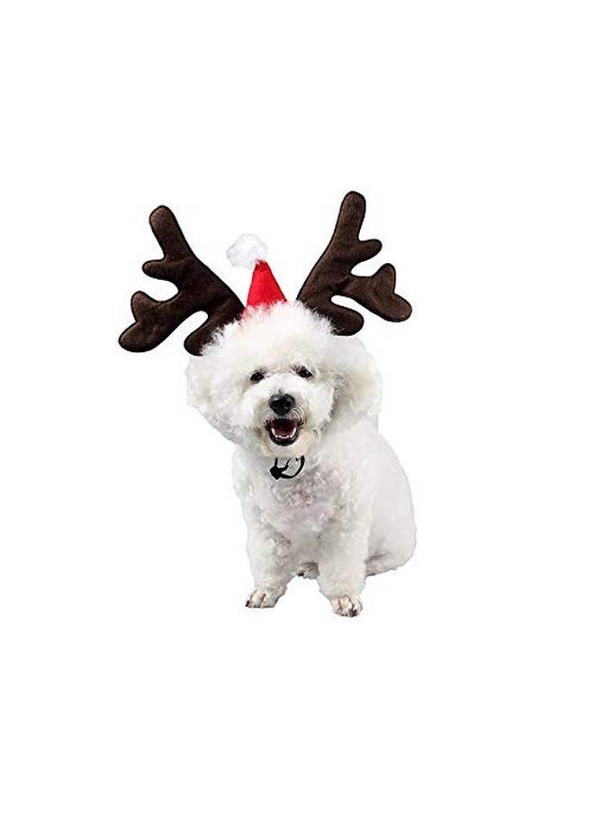 Stock Show Stock Show Pet Xmas Costume Dog Reindeer Antlers Headband Pet Deer Horn Hat Costume Dog Puppy Cat Xmas Santa Red Hat Pet Christmas Festival Party Costume Apparel Accessory Photo Props  - Image 3