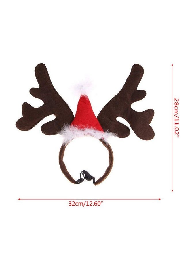 Stock Show Stock Show Pet Xmas Costume Dog Reindeer Antlers Headband Pet Deer Horn Hat Costume Dog Puppy Cat Xmas Santa Red Hat Pet Christmas Festival Party Costume Apparel Accessory Photo Props  - Image 2