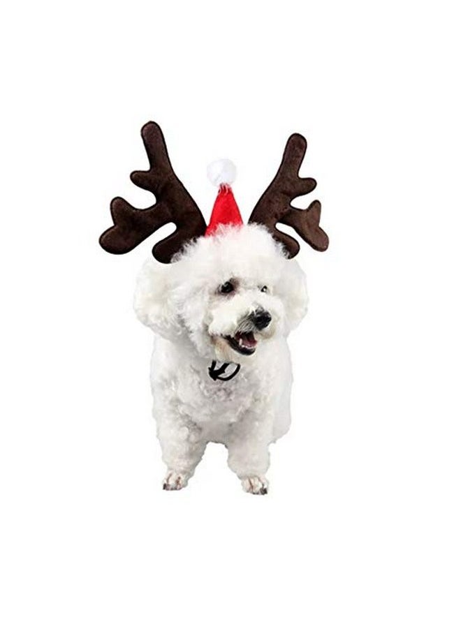 Stock Show Stock Show Pet Xmas Costume Dog Reindeer Antlers Headband Pet Deer Horn Hat Costume Dog Puppy Cat Xmas Santa Red Hat Pet Christmas Festival Party Costume Apparel Accessory Photo Props  - Image 4