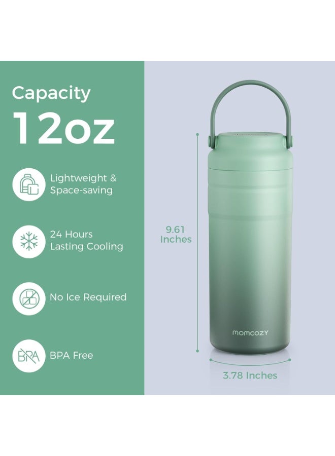Momcozy Portable Breast Milk Cooler for Travel, 24H Ice-Free Cooling Breastmilk Storage Bottles Container, 12oz Leak Proof Outdoor Small Freezer - Image 2