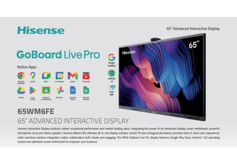 Hisense 65” GoBoard Live - Advanced Interactive Display with Integrated 4K Camera - Image 2