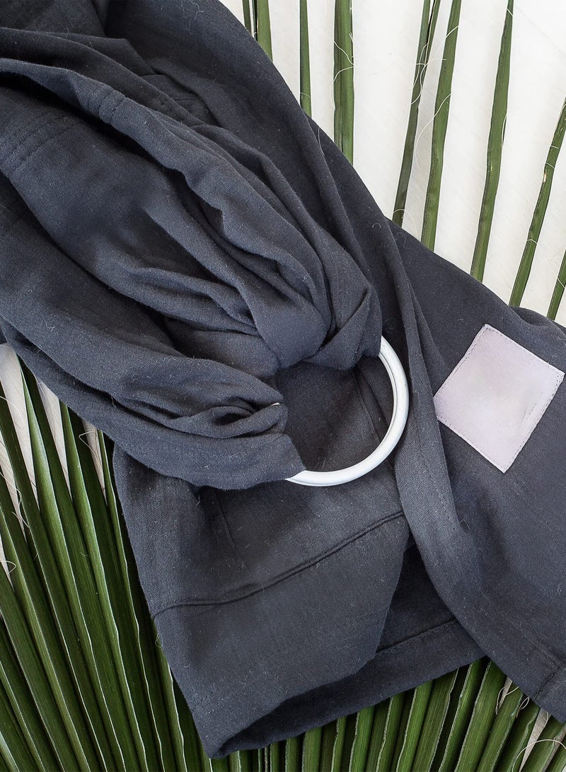 Zikra Cotton Muslin Baby Carrier Wrap, Ring Sling and Sling for Infants, Newborn and Toddler, Versatile Front and Chest Carrier (Black) - Image 3