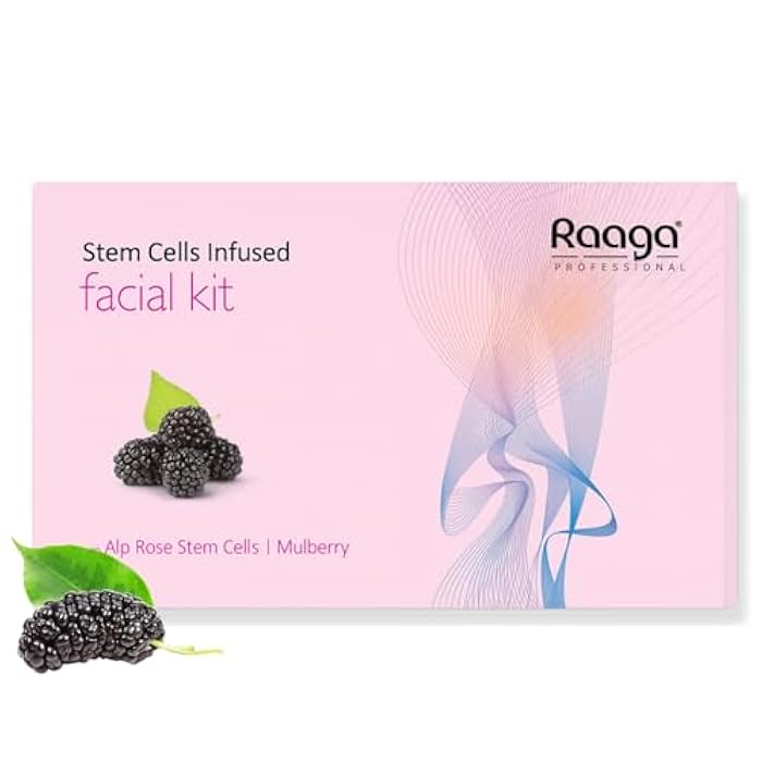 Raaga Professional Mulberry Single Use Facial Kit | for Skin Radiance | 6-Step Skincare Set At Home | Includes Cleanser, Scrub, Toner, Serum, Massage Cream & Face Mask | 61g/2.15 Oz - Image 1