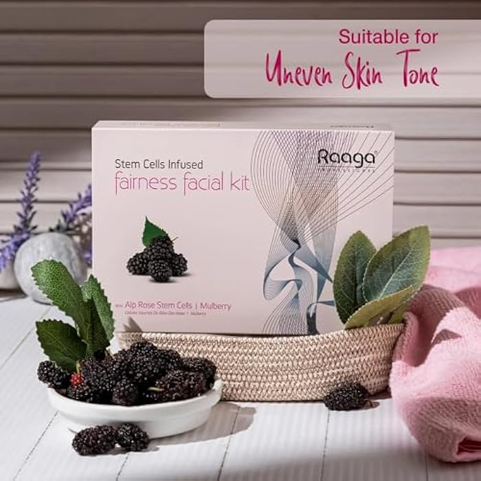 Raaga Professional Mulberry Single Use Facial Kit | for Skin Radiance | 6-Step Skincare Set At Home | Includes Cleanser, Scrub, Toner, Serum, Massage Cream & Face Mask | 61g/2.15 Oz - Image 2