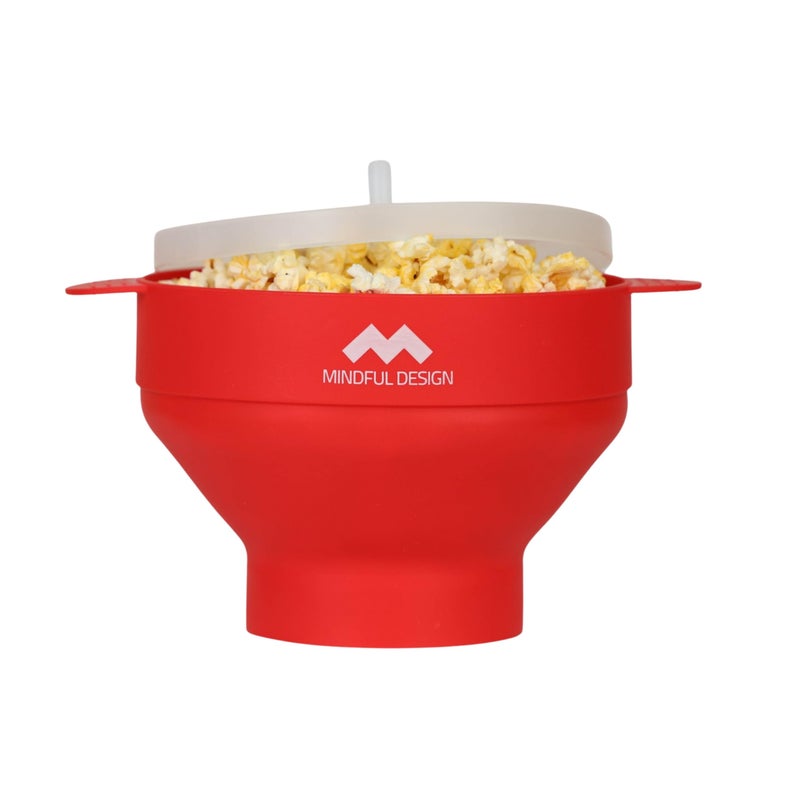 Mindful Design The Original Mindful Design Collapsible Microwave Popcorn Popper - Silicone Bowl, BPA-Free & Dishwasher Safe (Red) - Image 1