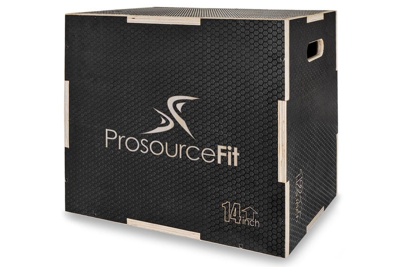 ProsourceFit 3in1 Wood Power Grip NonSlip Plyometric Jump Box for Cross Training Agility and Plyo Training Black 16L x 12W x 14H