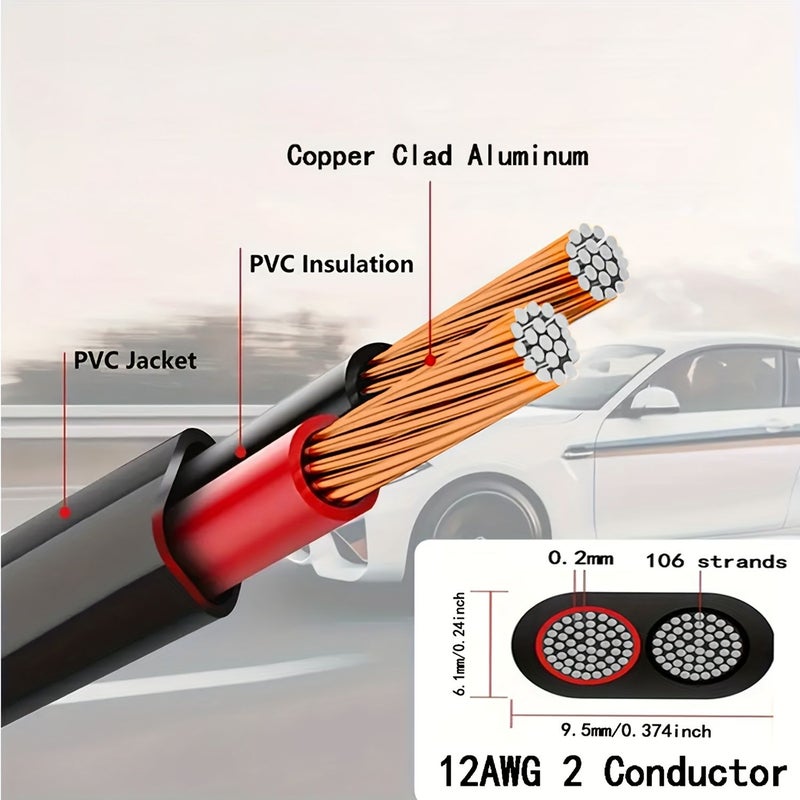 12 Gauge 2 Conductor Electrical Wire 12 AWG 3.3mm² PVC Cord Low Voltage 12V 24V DC CCA Automotive Wire LED Strips Lamp Lighting Marine 15.3M 50FT - Image 2