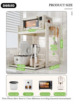 DUNISO 2-Tier Pull Out Microwave Oven Rack,Expandable Horizontal Extension Microwave Shelf with 6 Hooks,Microwave Stand Countertop Height Adjustable,Freestanding Kitchen Storage Rack, for Living Room Office Bedroom  - Image 4