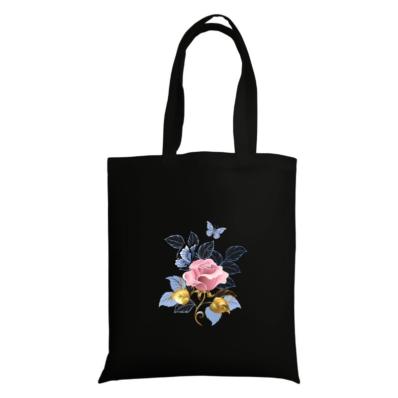 STRUTT حقيبة قماش قابلة للطي للنساء، حقيبة للطالبات الجامعيات، حقيبة تسوق قابلة لإعادة الاستخدام من قطن عضوي 100%، حقيبة متعددة الأغراض صديقة للبيئة للسفر والاستخدام اليومي - وردي روز - Image 1