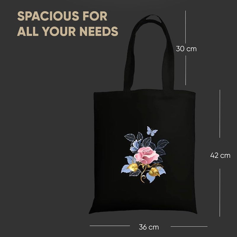 STRUTT حقيبة قماش قابلة للطي للنساء، حقيبة للطالبات الجامعيات، حقيبة تسوق قابلة لإعادة الاستخدام من قطن عضوي 100%، حقيبة متعددة الأغراض صديقة للبيئة للسفر والاستخدام اليومي - وردي روز - Image 5