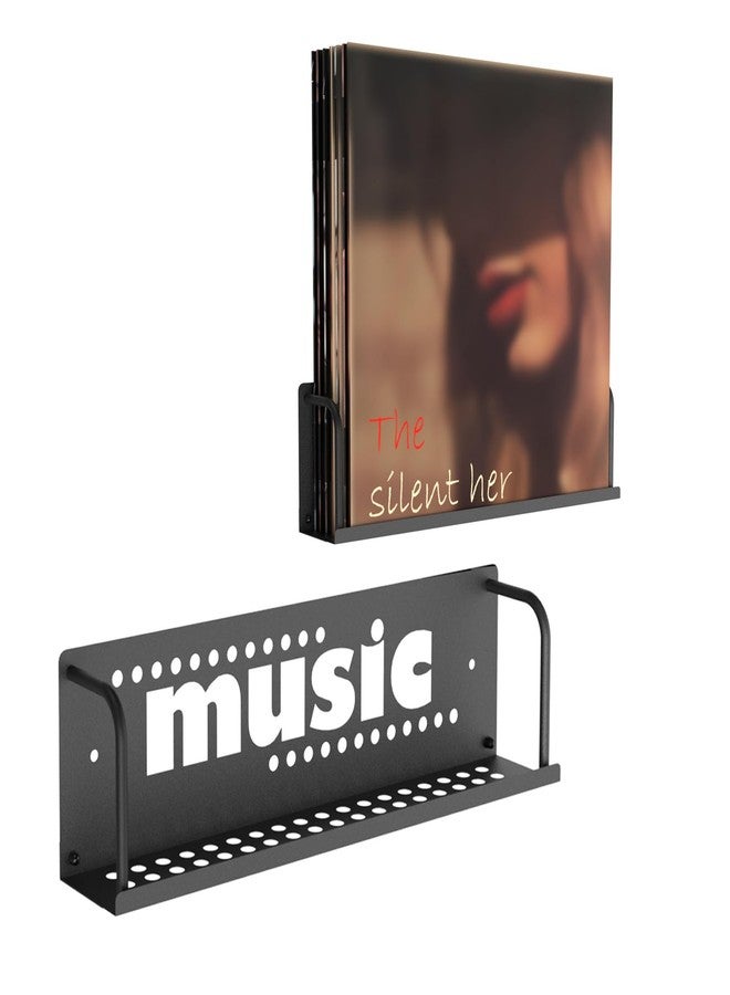 OYEFLY 2Pcs Metal Wall Mount Record Shelf (Black) - Image 1