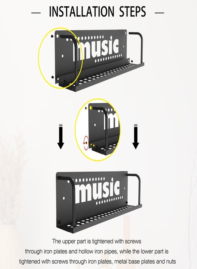OYEFLY 2Pcs Metal Wall Mount Record Shelf (Black) - Image 4