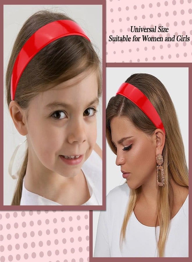 HAPPYMATES Headbands for Women 1 Inch Fancy Hair bands Plastic Hard Headband with Teeth Headband for Women and Girls Fashion Plastic Hard Head Band Solid Colors (Glossy Red, 2pc) - Image 5