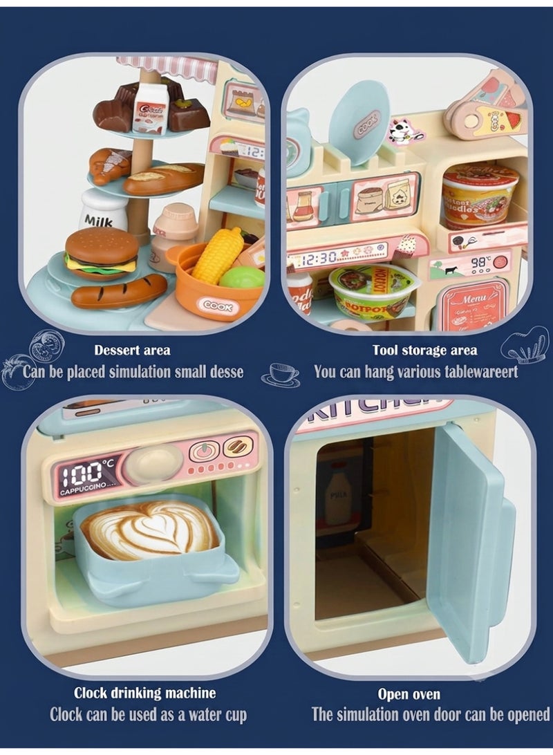INBEALY Kids Kitchen Set Pretend Play Cooking Toy with 100% Safe Real Steam and Running Water Sink 33 Pieces Pink - Image 4