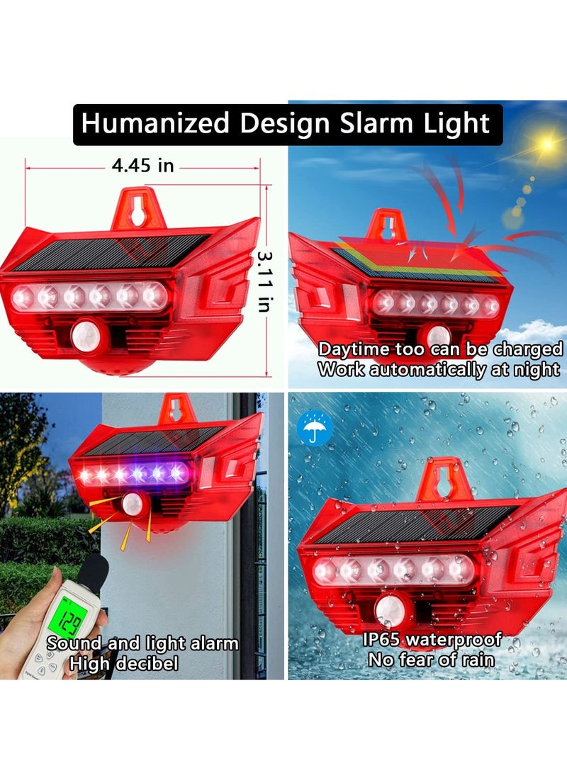Solar Strobe Light, 2PCS Enhanced Outdoor Motion Sensor Alarm with Remote, 4 Mode Motion Flashing Sensor Siren, IP65 Waterproof, 129dB Warning Sound for Home Yard Garage Barn - Image 4
