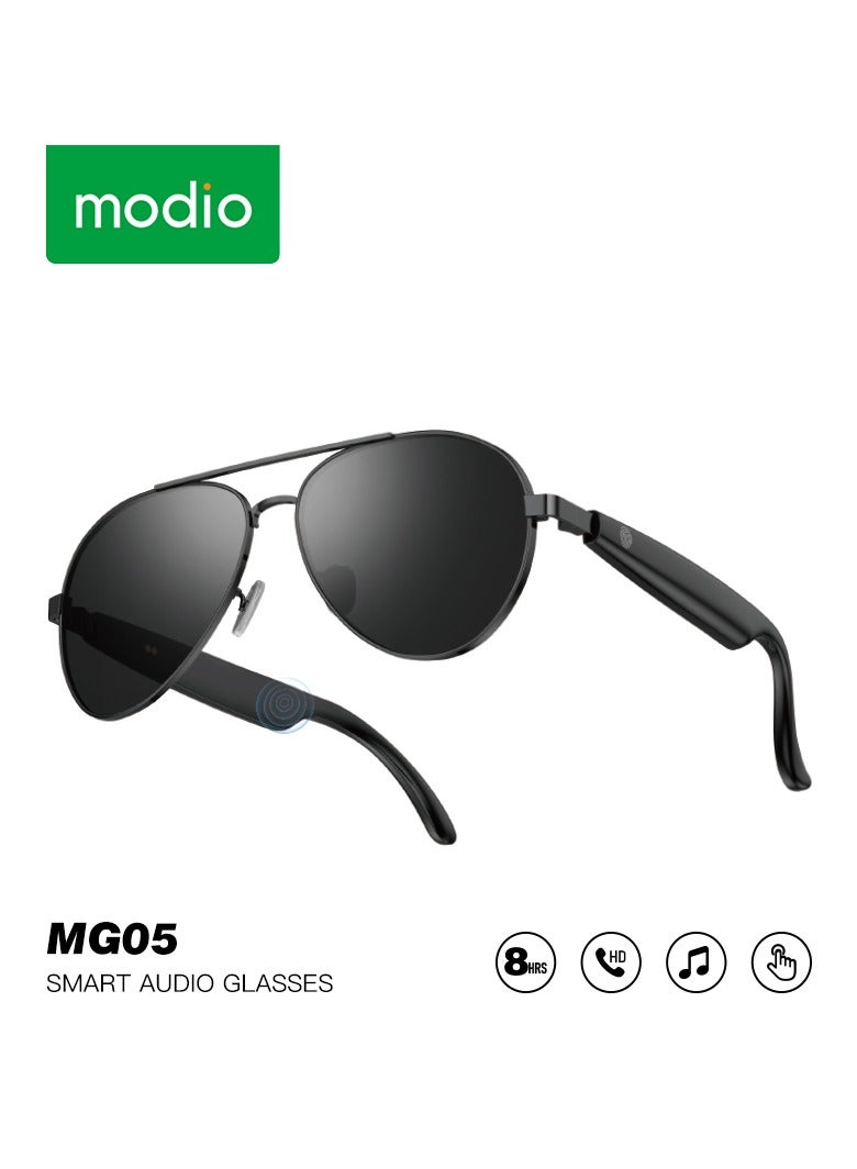 Modio MG05 Smart Audio Glasses – Bluetooth 5.3, HD Stereo Sound, Touch Control, Long Battery, Stylish Design for Music & Calls - Image 2