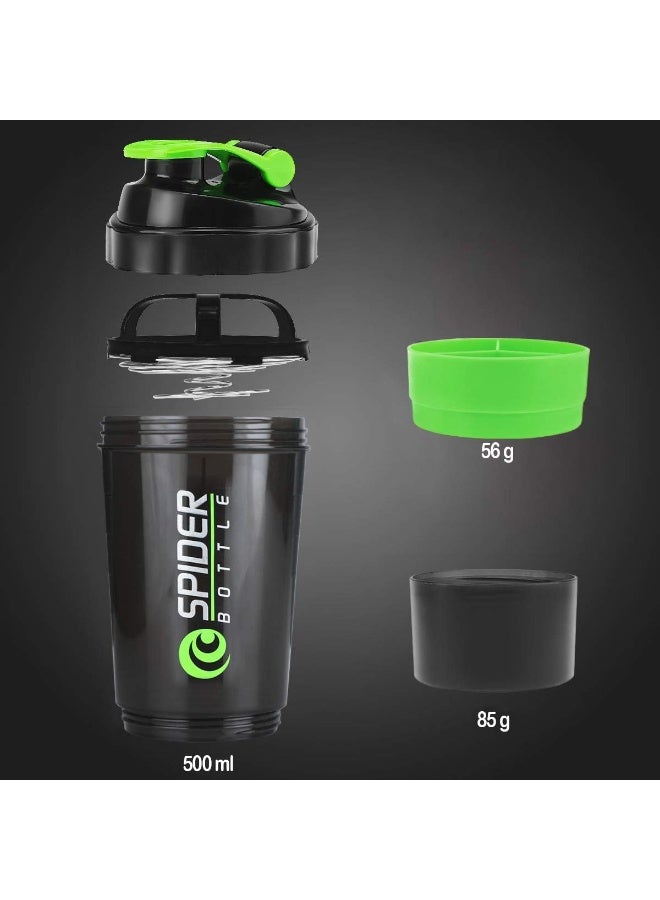 سبايدر بوتل زجاجة رج البروتين خضراء 500 مل - Image 2
