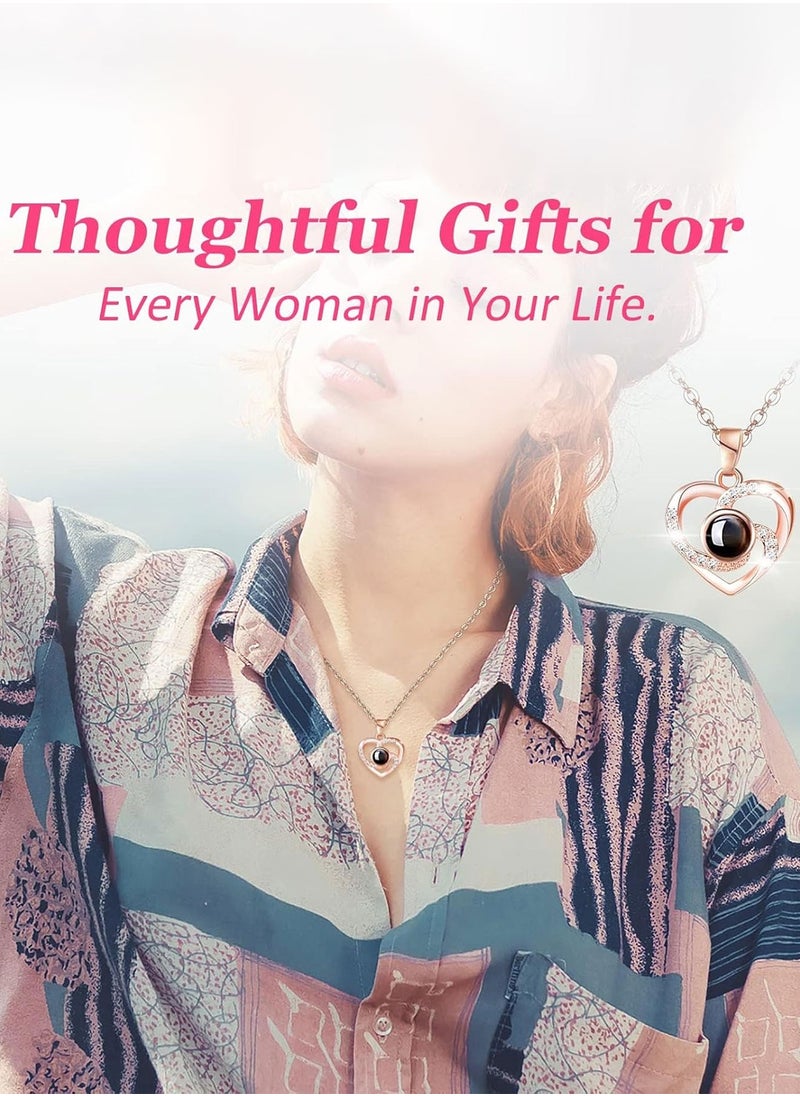 Adando - Adando Eternal Rose with Gift Box Cute Eternal Red Rose Set with I Love You Necklace Handmade Preserved Rose Jewelry Box for Mom/Wife/Girlfriend A Romantic Gift for Her - Image 1