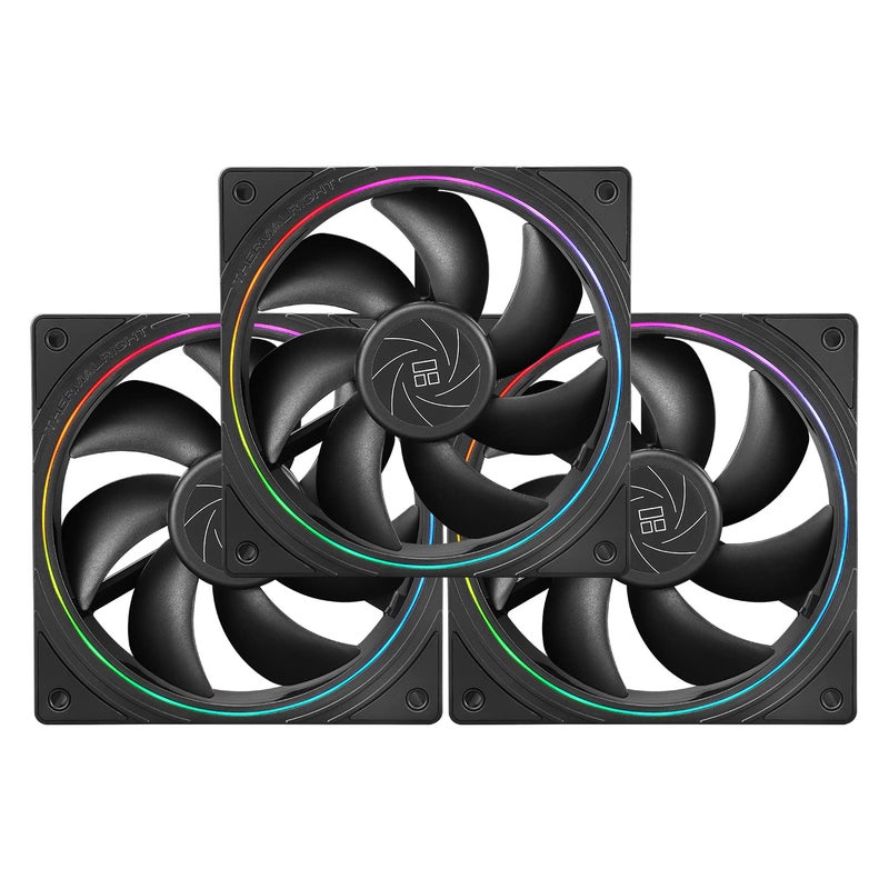 Thermalright TL-S12 CPU Fan Case Cooler PWM Fan, fine Aperture Light Effect,4pin PWM Connector Computer Fan with ARGB Aperture, 1500RPM Speed PC Cooling Fan(120mm, 3 Fans) - Image 1