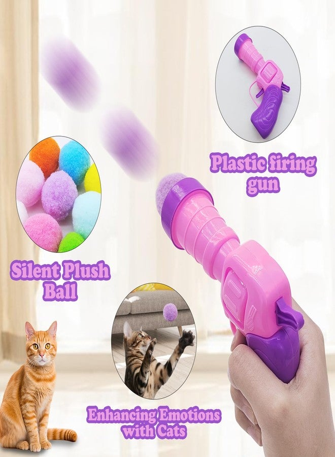 Andiker Cat Toy Balls Set, 30pcs Plush Cat Pom Pom Balls&a Plastic Launcher Set for Kitten Catch&Fetch Interactive Cat Toy with Colorful&Soft Cat Balls for Indoor Cats to Keep Fit (Pink 30pcs) - Image 3