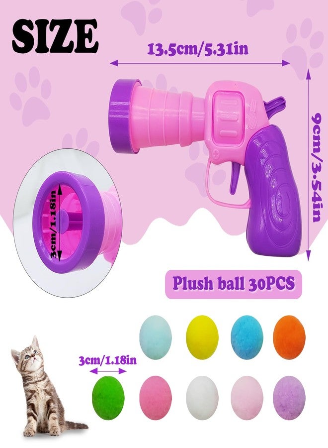 Andiker Cat Toy Balls Set, 30pcs Plush Cat Pom Pom Balls&a Plastic Launcher Set for Kitten Catch&Fetch Interactive Cat Toy with Colorful&Soft Cat Balls for Indoor Cats to Keep Fit (Pink 30pcs) - Image 2
