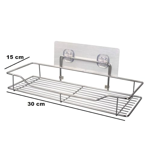 Q13® Stainless Steel Multipurpose Self bathroom rack, kitchen, home, Adhesive Organizer for bathroom without drilling storage soap, Shampoo, Detergent Racks & Wall Holder Box Storage Basket - Image 5
