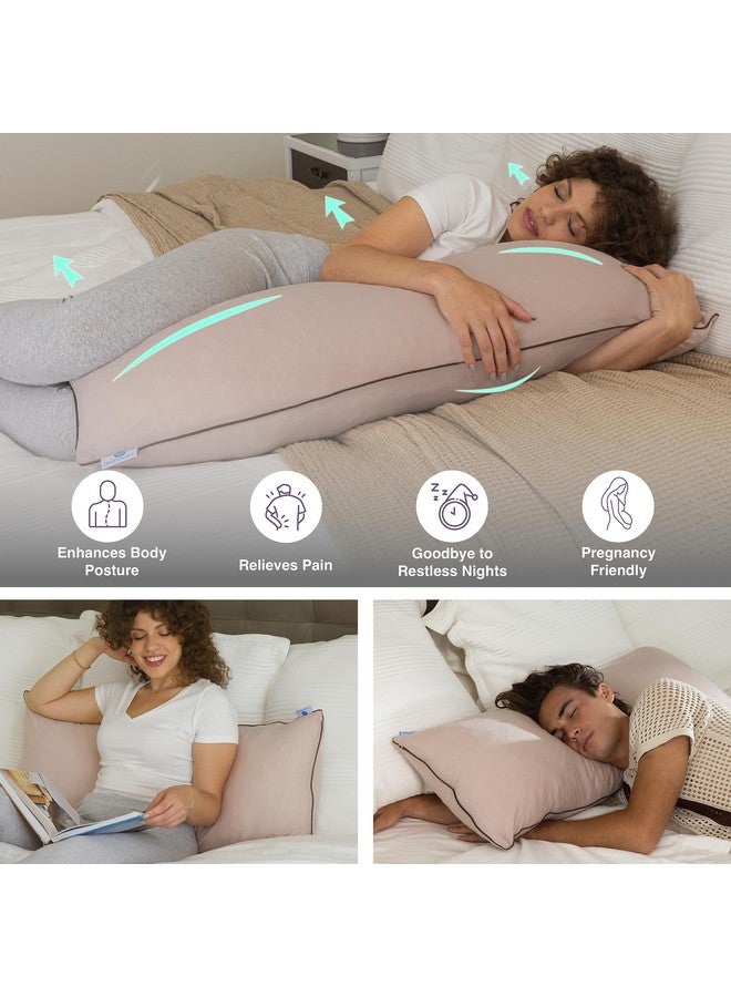 PharMeDoc Pharmedoc Body Pillow, Pregnancy Pillow, Side Sleeper Pillow, Body Pillow for Adults, Memory Foam Pillow, Mocha - Image 3