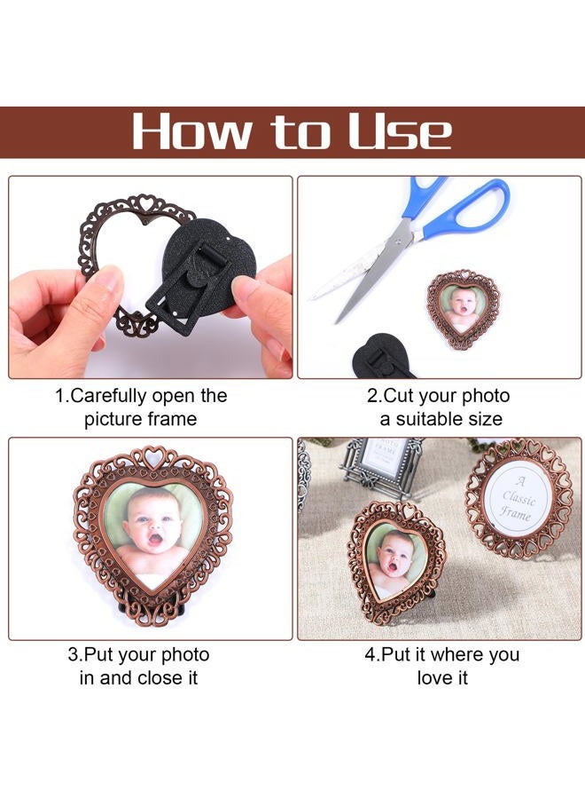 IANFAN 6 Pcs Mini Vintage Picture Frame, One-Inch Wallet Size Picture Frames Tiny Metal Picture Frames Antique Picture Frame for Pictures Paintings Display - Image 3