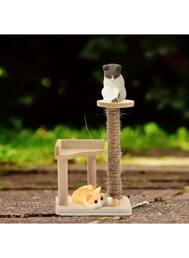 Dollhouse Miniature Cat Climbing Frame Cute Whimsical Decor Small Scale Ornament - Image 1
