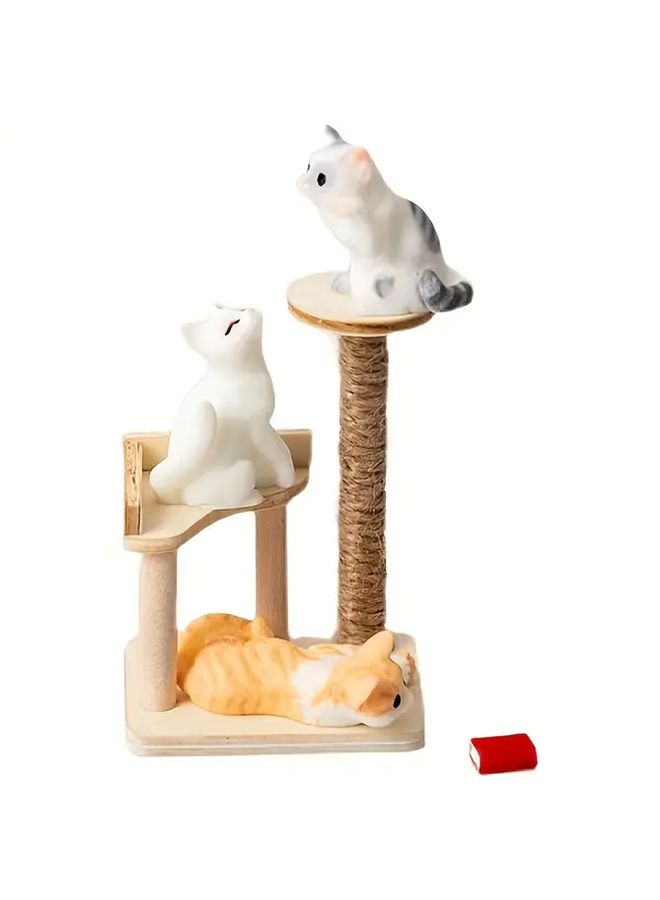 Dollhouse Miniature Cat Climbing Frame Cute Whimsical Decor Small Scale Ornament - Image 2