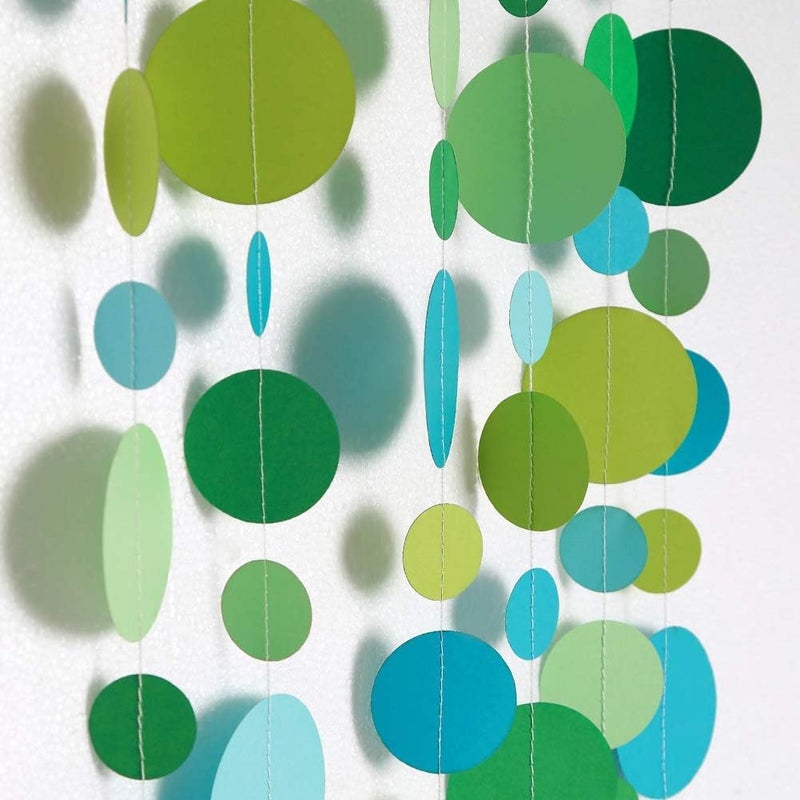 Decor365 Blue Green Circle Dot Garland Bubble Streamer Ocean Under The Sea Mermaid Spring Summer Party Decoration Beach Hanging Bunting Banner Birthday Baby Shower Tea Party Wedding Room Decor