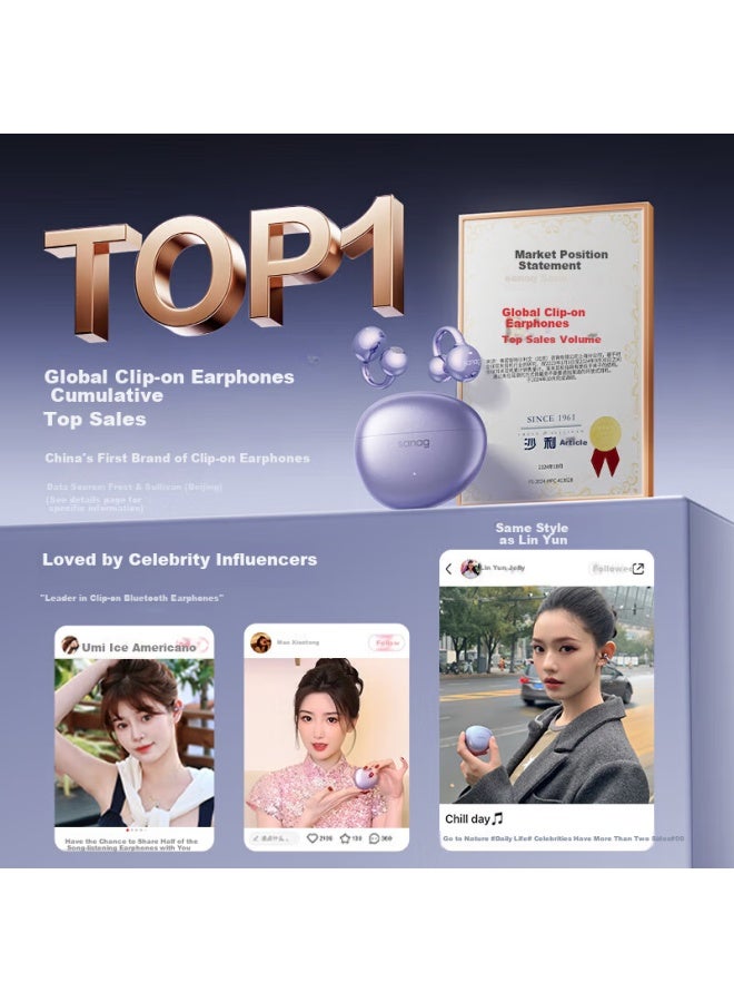 Sanag S7s Ai Bone Conduction Bluetooth Earphones Concept Ear-hook Earphones Noise Reduction Wireless Translation Ai Sports Open-fit Compatible With Huawei Xiaomi Apple Rose Gold - Image 1