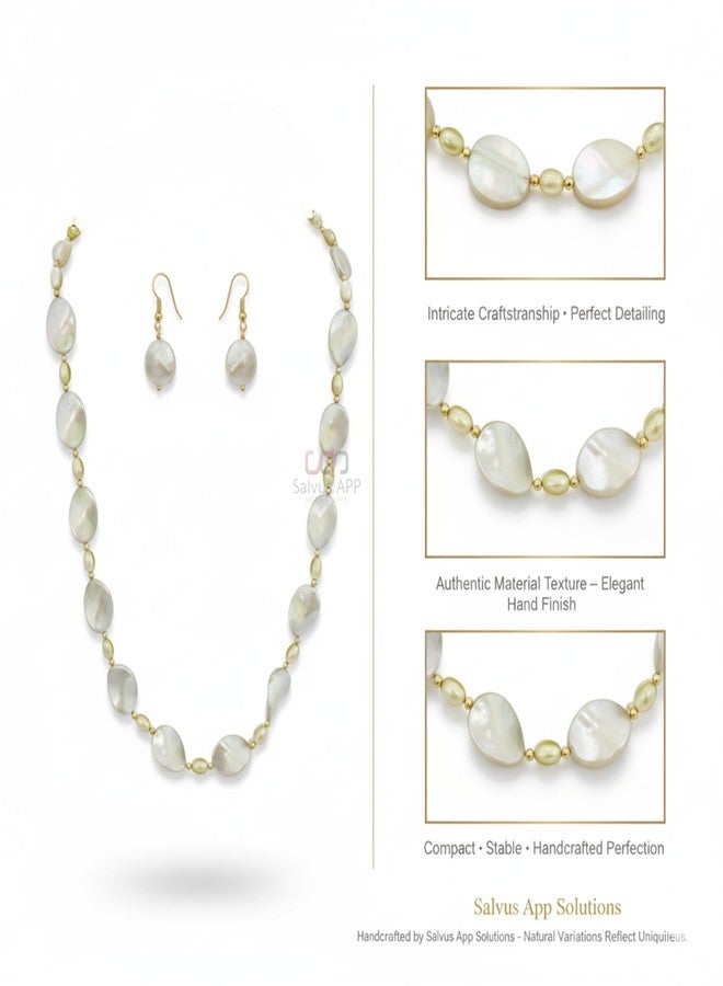 Salvus APP SOLUTIONS Traditional Handmade Long White Marble Stone Necklace For Women & Girls - Image 3