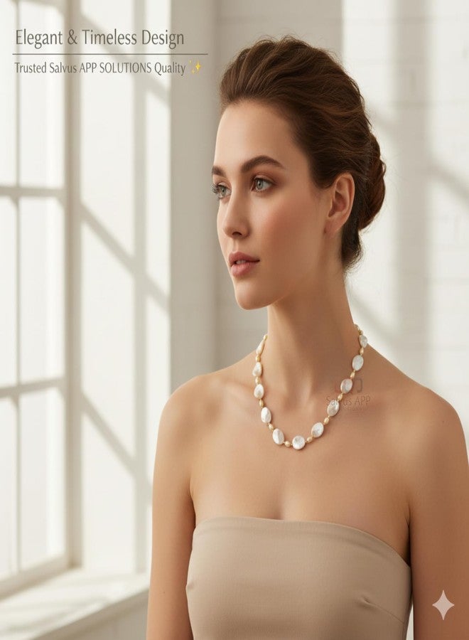 Salvus APP SOLUTIONS Traditional Handmade Long White Marble Stone Necklace For Women & Girls - Image 5