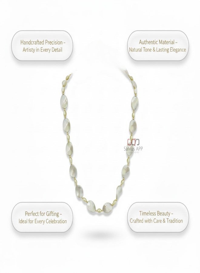 Salvus APP SOLUTIONS Traditional Handmade Long White Marble Stone Necklace For Women & Girls - Image 4