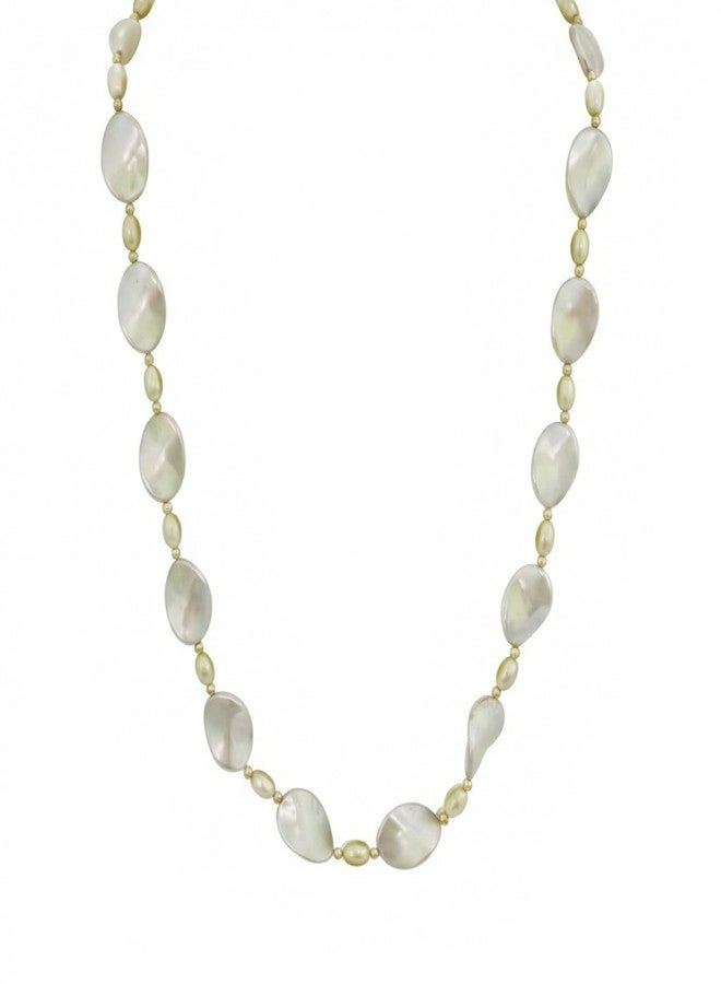 Salvus APP SOLUTIONS Traditional Handmade Long White Marble Stone Necklace For Women & Girls - Image 1