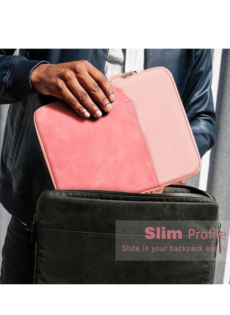 9-11 Inch Tablet Sleeve Bag Carrying Case for iPad Pro 11 2021-2018, Air 5/4 10.9, 10.2, Galaxy Tab A8 10.5/Tab S8 11", Surface Go 2/1, Protective with Pocket, Pink