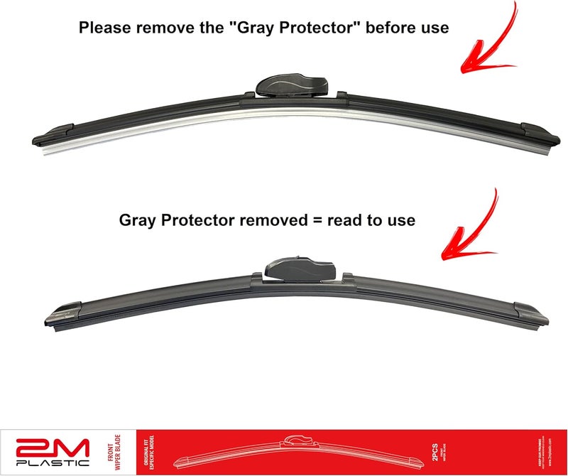 2M PLASTIC Front Wiper Blades For Honda ACCORD 2023-2024-2025 24" 17" Premium All-Season OEM Quality - Image 3