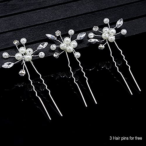 BEAYFILY Bridal Wedding Hair Vine,Extra Long Pearl and Crystal Beads Bride Head Piece,Silver Hair Accessories for Women and Girls (Silver) - Image 4