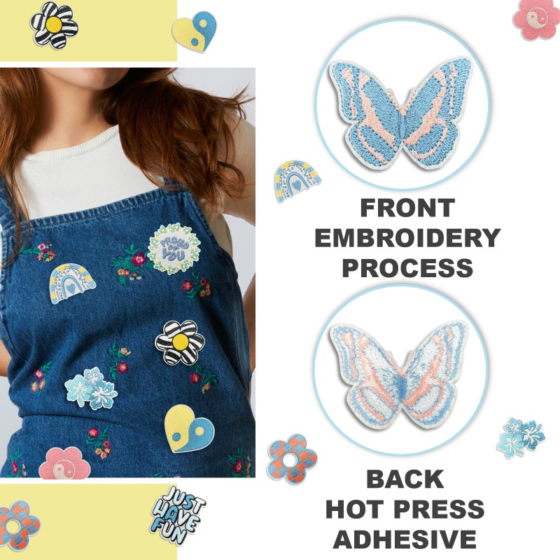 Cazzon Boho Girly Iron On Patches, Cute Embroidery Applique Patch, DIY Decorative Heat Press Patches for Jeans Jackets Clothing Backpacks Hats (Boho6 12 Pcs) - Image 4