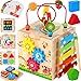 Batlofty 8in1 Wooden Baby Activity Cube Xylophone Shape Sorter Abacus 1st Birthday Gift Toys for One 1 2 3 Year Old Boy Girl Montessori Educational Learning Toddler Toy Bonus Sorting Stacking Board - Image 3