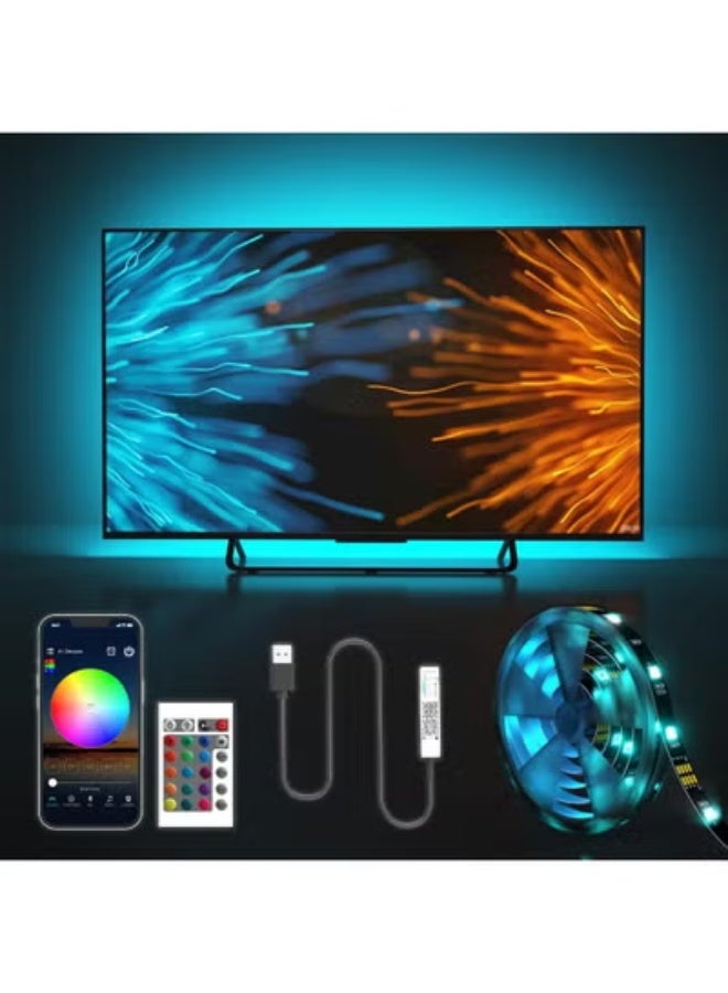 مصابيح LED لإضاءة خلفية للتلفزيون، شريط إضاءة LED RGB بطول 3.5 متر/11.5 قدم للتلفزيونات من 50 إلى 70 بوصة، 105 مصابيح LED، تحكم عبر التطبيق وجهاز تحكم عن بعد لاسلكي، مثالية للديكور الداخلي - Image 1