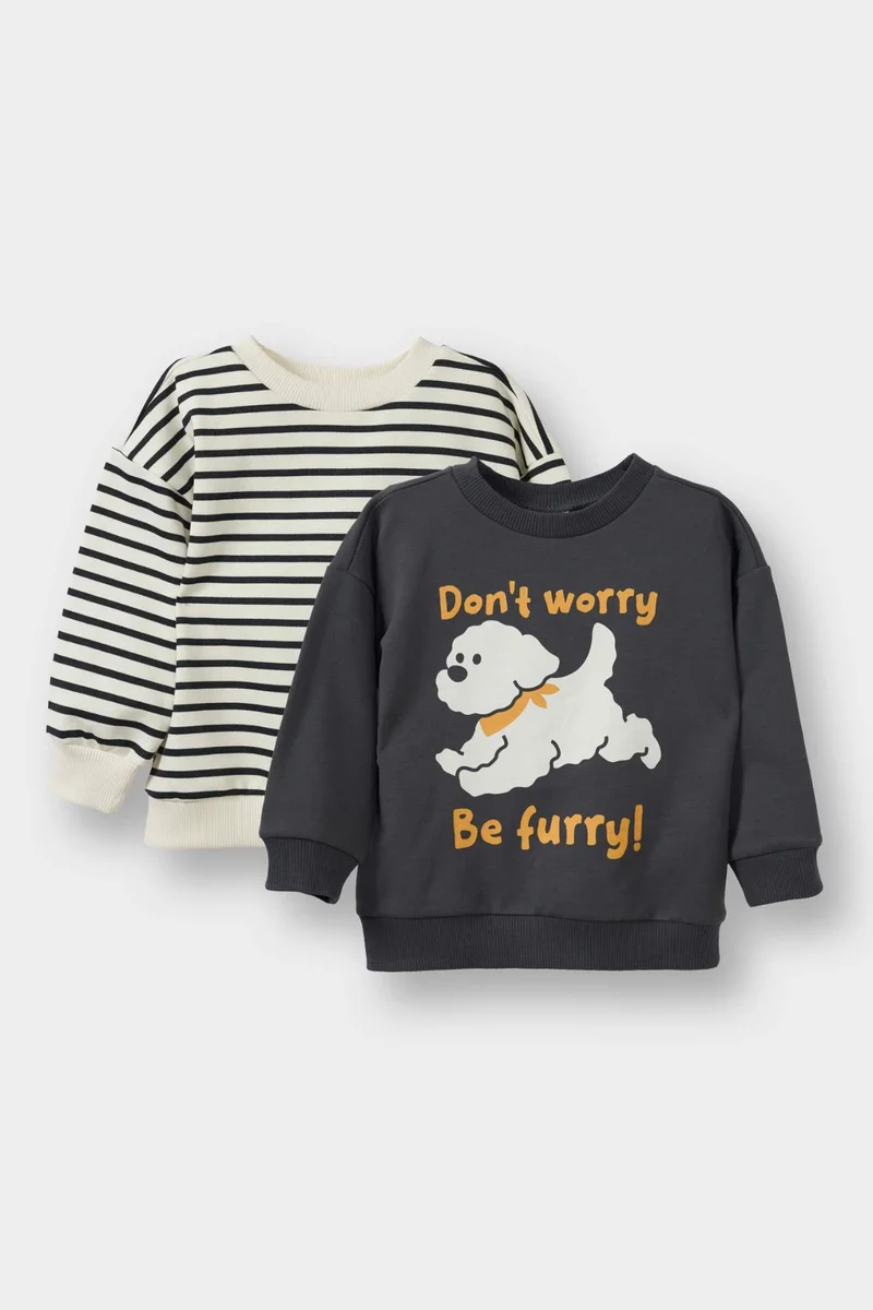 ديفاكتو Baby Boy Soft Fleece Inside 2 Piece Sweatshirt