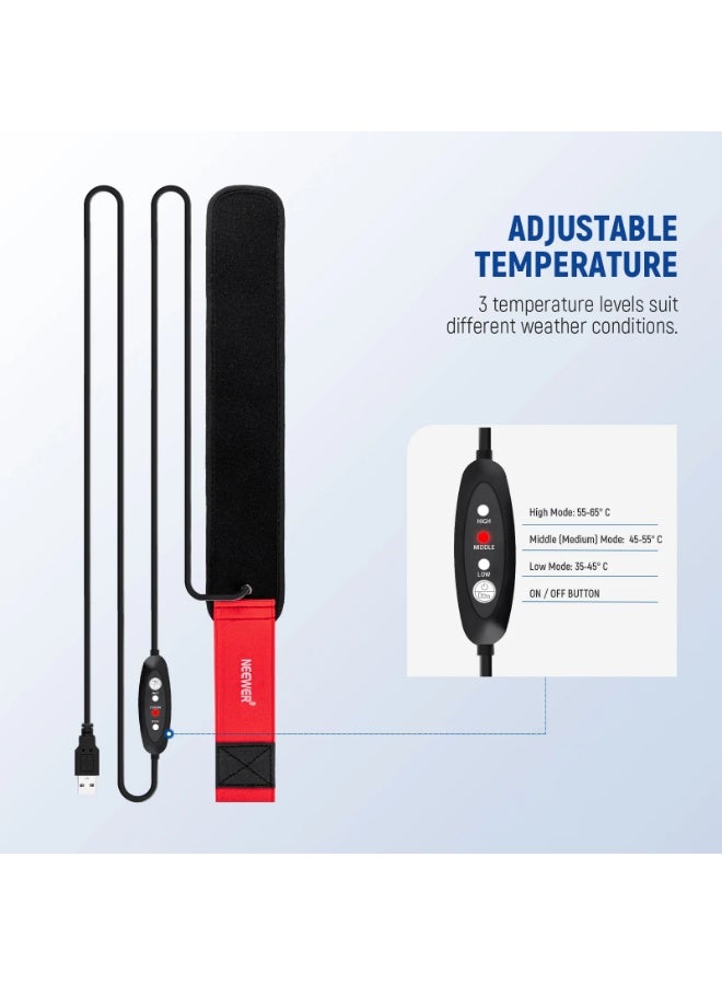 نيوير سخان عدسة USB 16 انش/400 ملم مع 3 اعدادات لدرجة الحرارة، شريط تسخين الندى يمنع تكثيف الضباب لكاميرا DSLR غير العاكسة للتصوير الفلكي، HW-17B - Image 4