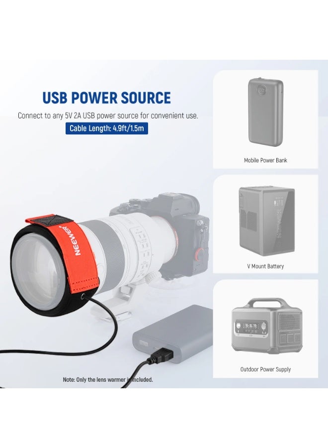 نيوير سخان عدسة USB 16 انش/400 ملم مع 3 اعدادات لدرجة الحرارة، شريط تسخين الندى يمنع تكثيف الضباب لكاميرا DSLR غير العاكسة للتصوير الفلكي، HW-17B - Image 3