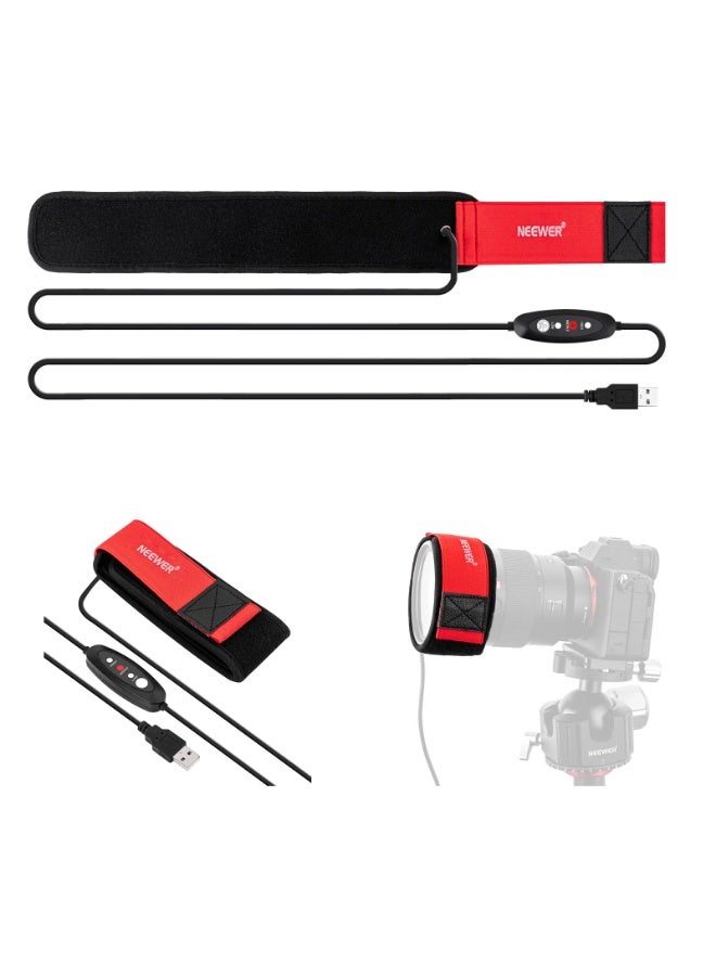 نيوير سخان عدسة USB 16 انش/400 ملم مع 3 اعدادات لدرجة الحرارة، شريط تسخين الندى يمنع تكثيف الضباب لكاميرا DSLR غير العاكسة للتصوير الفلكي، HW-17B - Image 1