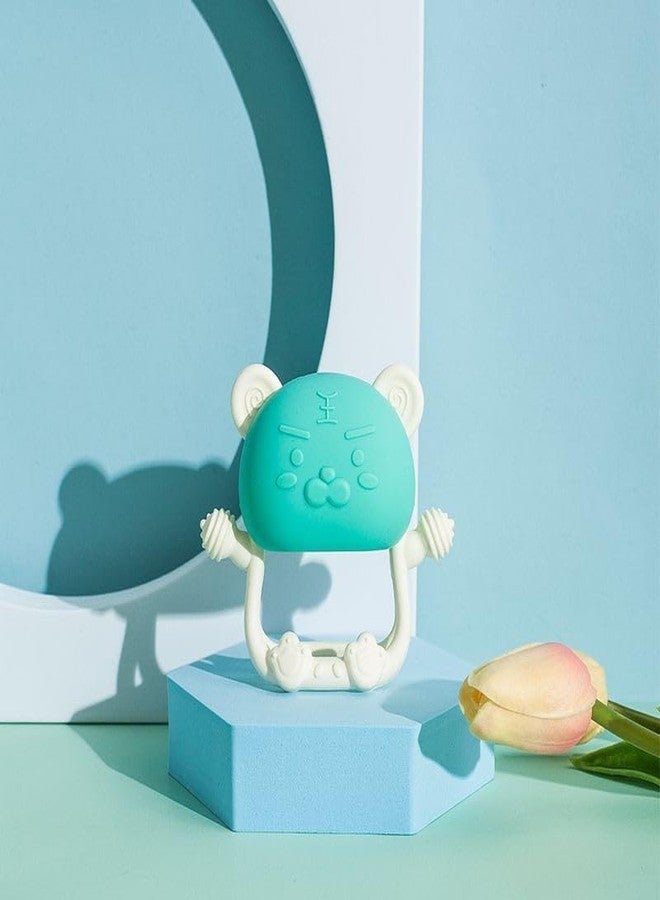 RUKAN Silicone Teething Toys 3 to 6 Months Soft, Anti Drop Teethers Baby Chew Toys, Helps Biting Skills Development BPA Free Safe Teether for Infants Tiger (Green) - Image 1