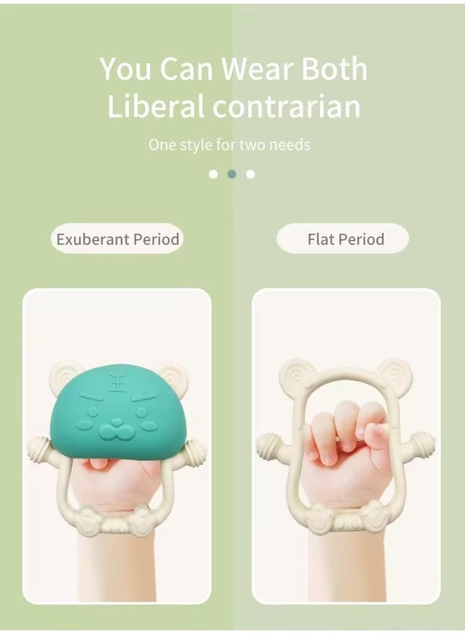 RUKAN Silicone Teething Toys 3 to 6 Months Soft, Anti Drop Teethers Baby Chew Toys, Helps Biting Skills Development BPA Free Safe Teether for Infants Tiger (Green) - Image 3