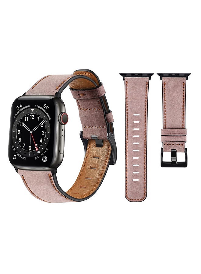 NIBEMINENT Retro Leather Replacement Band For Apple Watch Series 6/SE/5/4/3/2/1 Pink