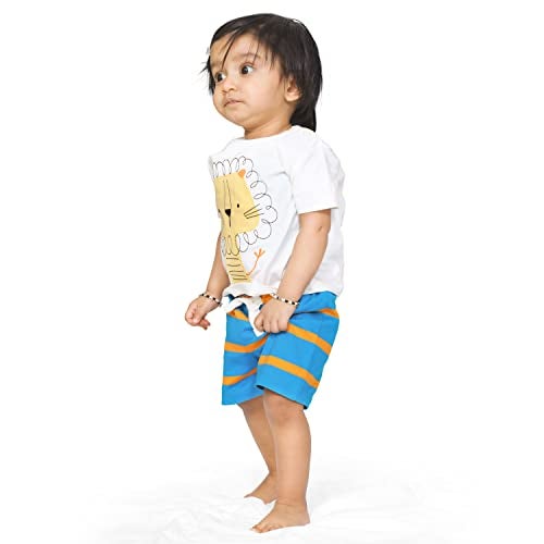 ARIEL Baby Boys & Baby girls Cotton Printed Round Neck Half Sleeve T-shirt & Short Latest Summer Clothing Sets (AR-BHALFSS-36-KATEMBBLSTR_Multicolor_3-6 months) - Image 5